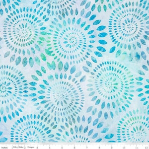 Dahlias Adriac Mist Batik Quilt Backing @ 1/2 YD 107/108 in Wide Back Riley Blake