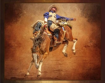 Bronc Rider Three-paneel 20 x 16"