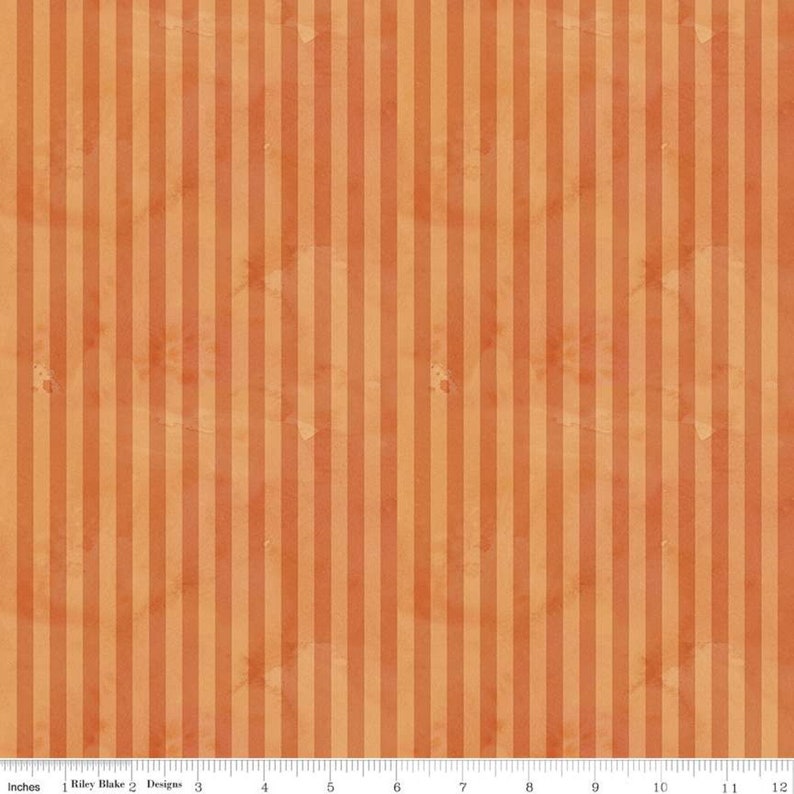 Halloween Whimsy-tyg för Riley Blake Designs TRE TYGER 1 = 1/2 YARD Stripe Orange