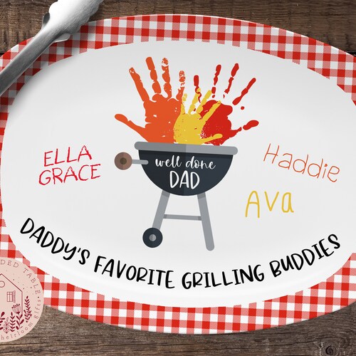 Custom Handprint Grilling Platter Father's Day Gift Etsy