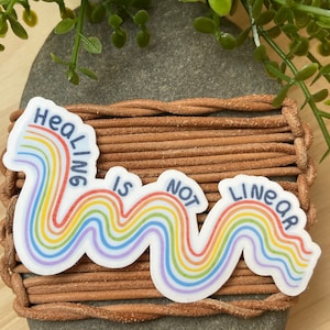 Healing is not linear water bottle sticker for laptop sticker healing  sticker mental health awareness sticker rainbow water bottle sticker