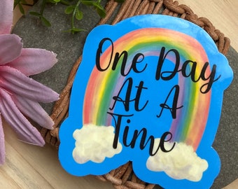 One Day At A Time Regenbogen-Aufkleber: Sobriety Genesung