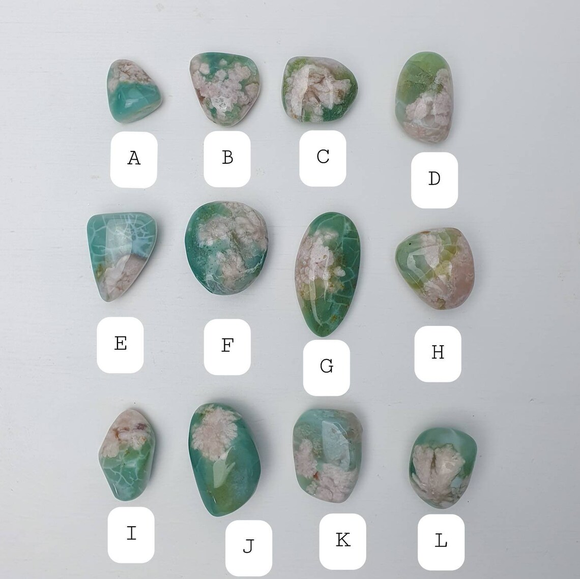 Rare Green Flower Agate Pebbles Cherry Blossom Agate Etsy