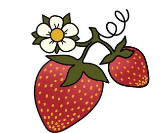 Strawberry Embroidery Pattern - digital download pdf and basic stitch guide