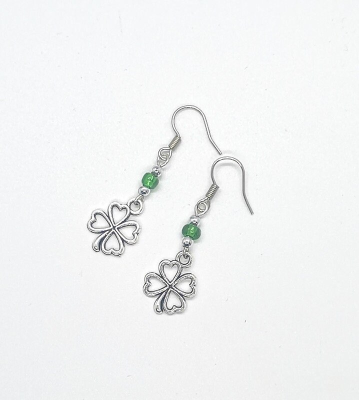 Parure De Bijoux Trèfle En Cristal Strass Vert - Collier Et Boucles D'oreilles