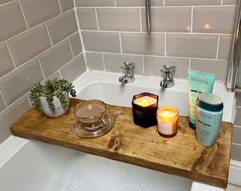 Handcrafted Reclaimed Wooden Bath Board | Rustic Bath Caddy | Bathroom Storage | Custom Sizes Available | Farmhouse