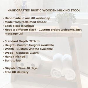 Handmade Rustic Wooden Milking Stool | Milkmaid Side Table With Shelf ...
