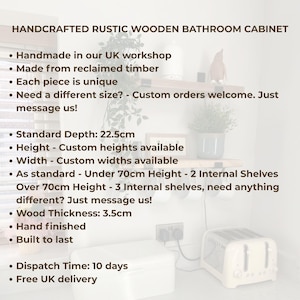 Handmade Bathroom Storage Unit | Rustic Wooden Shelving | Bathroom Cabinet | Towel Holder | Vanity Unit image 2