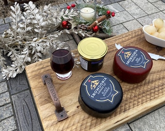 Hand Crafted Chunky Wooden Cheese Board | Copper Handles | Rustic Serving Tray | Serving Platter | Grazing Board | Fathers Day Present