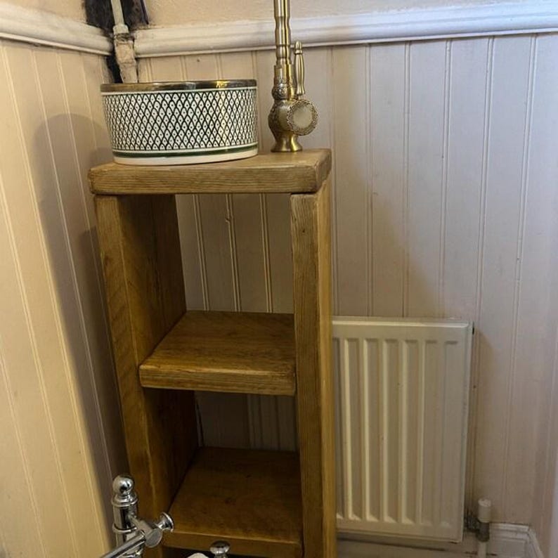 Handmade Bathroom Storage Unit | Rustic Wooden Shelving | Bathroom Cabinet | Towel Holder | Vanity Unit image 9