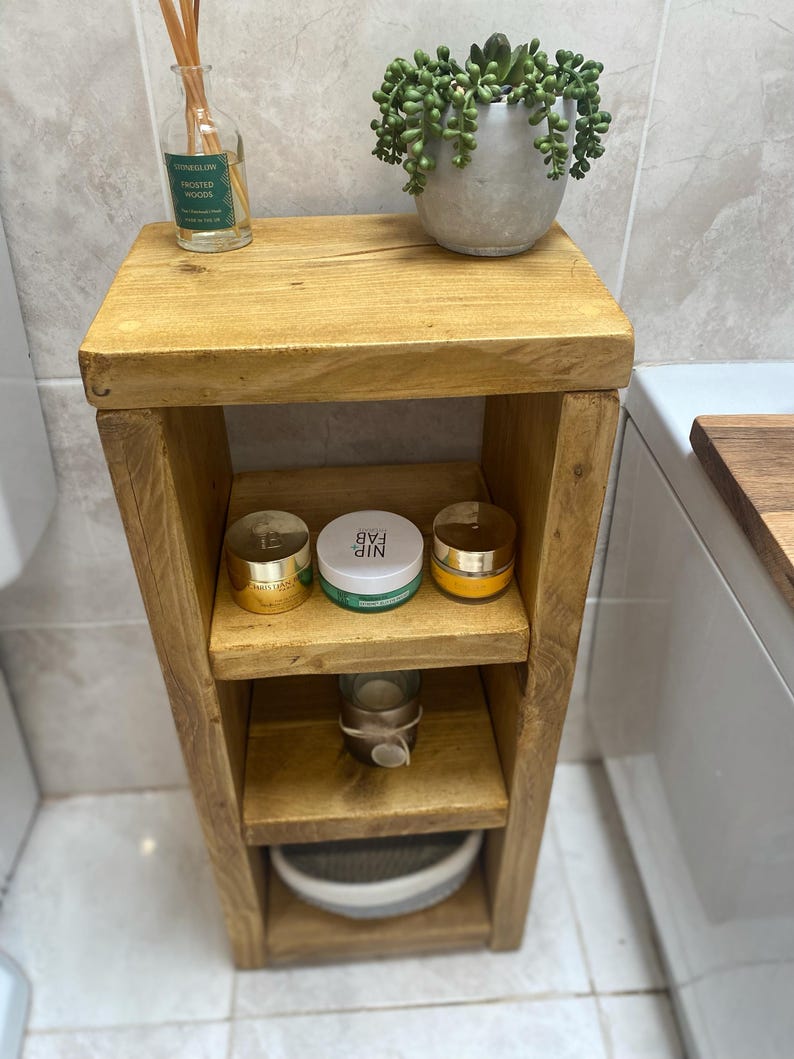 Handmade Bathroom Storage Unit | Rustic Wooden Shelving | Bathroom Cabinet | Towel Holder | Vanity Unit image 13
