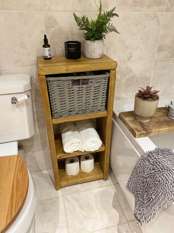 Bathroom Storage Unit - Rustic Wooden Shelving Unit - Bathroom Cabinet - Bathroom Towel Holder - Bathroom Shelf - Bathroom Vanity Unit