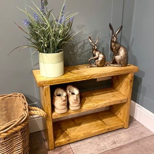 Rustic Wooden Shoe Rack | Handmade Reclaimed Wood Storage Bench | Narrow Entryway Shoe Bench | Shoe Organiser | Custom Sizes & Finishes