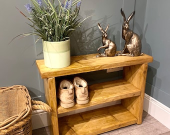 Rustic Wooden Shoe Bench - Hand Crafted Shoe Rack Shoe Bench Bookcase Book Storage Hallway Storage Hallway Bench TV Stand Shoe Storage