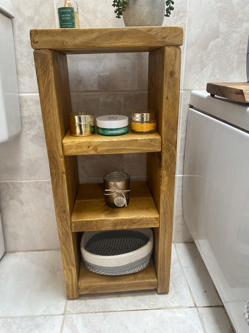 Handmade Bathroom Storage Unit | Rustic Wooden Shelving | Bathroom Cabinet | Towel Holder | Vanity Unit image 11