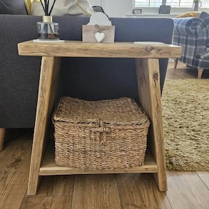 Handmade Rustic Wooden Side Table | Milking Stool | Milkmaid Narrow ...