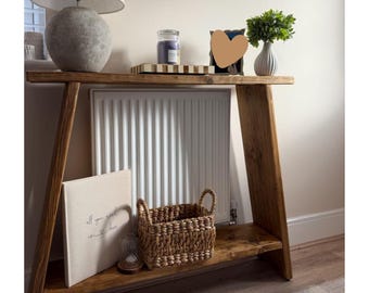 Handmade Rustic Console Table | Narrow Hallway Bench | Reclaimed Wood Entryway Table | Custom Sizes Available | Made in the UK | Side Table
