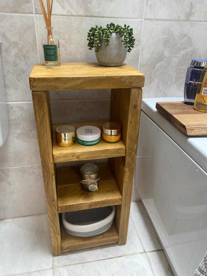 Handmade Bathroom Storage Unit | Rustic Wooden Shelving | Bathroom Cabinet | Towel Holder | Vanity Unit image 5
