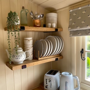 Rustic Shelves Handmade from Solid Wood | Wooden Shelving | Kitchen Shelves | Shelve with or without brackets | 22.5cm Depth x 3.5cm Thick