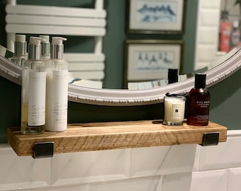 Rustic SLIM SHELF | Handmade from Solid Wood | Wooden Shelving | Kitchen Shelves | Shelf with or without brackets | 15cm Depth x 3.5cm Thick