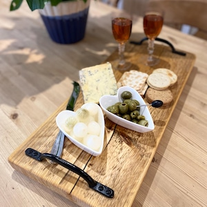 Rustic Wooden Grazing Board | Handmade Serving Platter | Serving Tray | Charcuterie Board | Cast Iron Handles | Custom Sizes | Gift Ideas