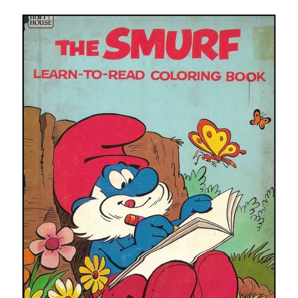 Vintage Coloring Book Smurfs Learn to Read 1982 Printable PDF Instant Digital Download 48 Pages Nostalgic Fun For Adults and Kids