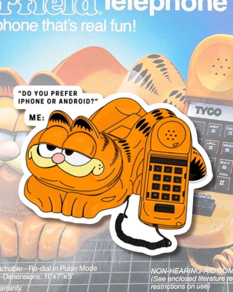 1980s Garfield Landline Phone Sticker - Etsy