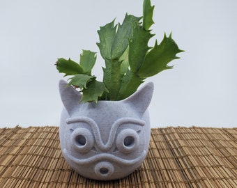 Mononoke Mask Inspired Planter, Anime-Fan Desk Decor, Succulent Gift Planter, Planter To Paint