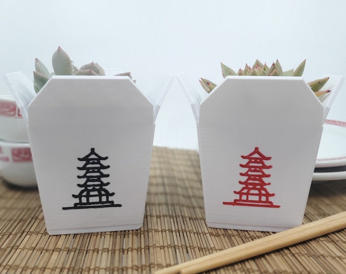 Large Chinese Takeout Planter, Hand Painted Indoor Planter, Succulent