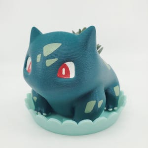 Teal Bulbasaur Planter Hand-painted, Indoor Garden Decor Planter with Drip Tray, Office Decor, Gift Planter