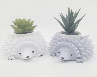 3D Printed Hedgehog Planter: Stone-Like Succulent Pot, Animal Lover Gift