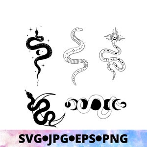 Pacote de cobras celestiais SVG Cobra da lua celestial png - Sublimação de arte de cobra - Sublimação de arte de cobra da galáxia SVG PNG - Halloween Snakes svg