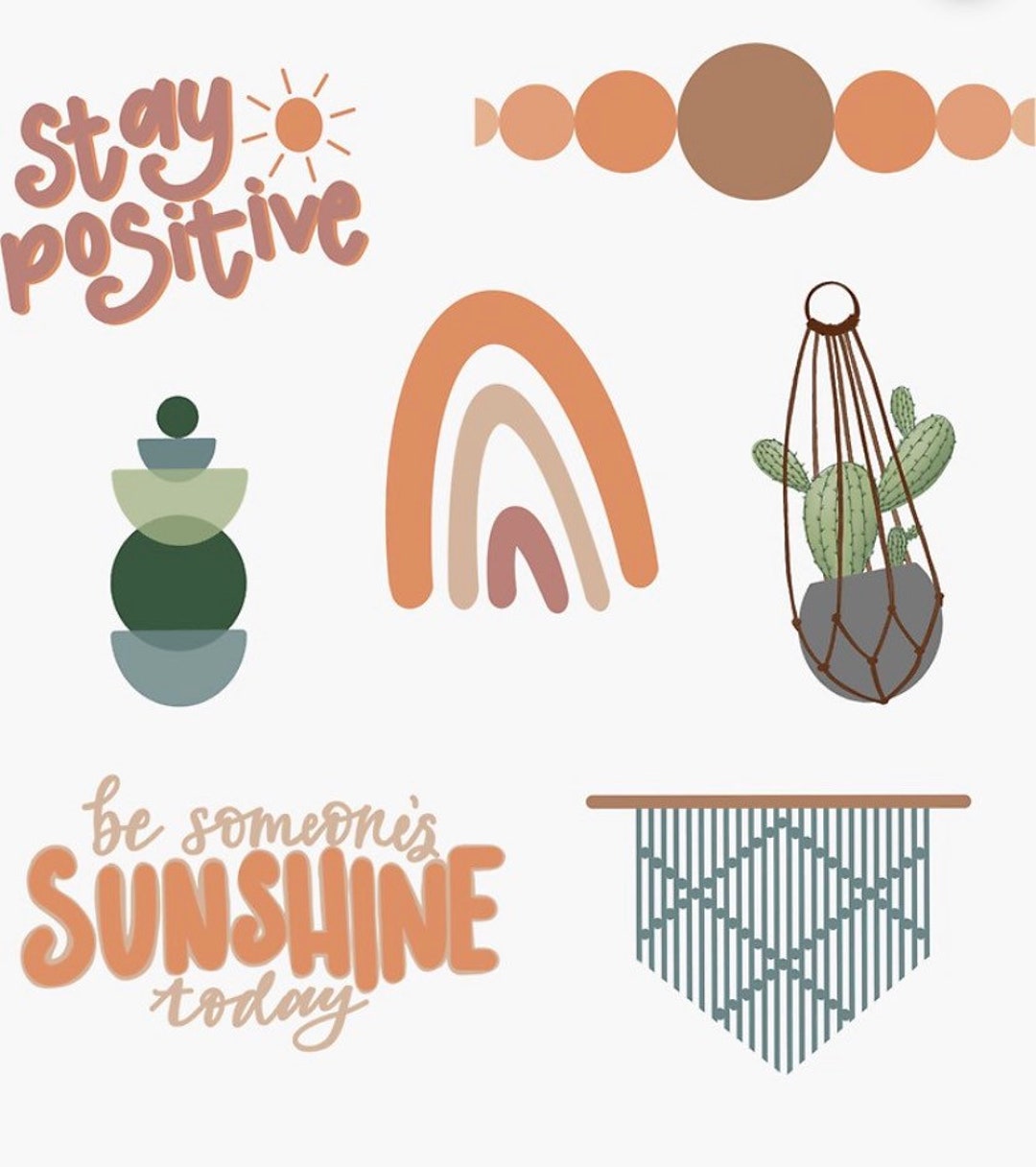 Aesthetic Boho Sticker Pack Etsy