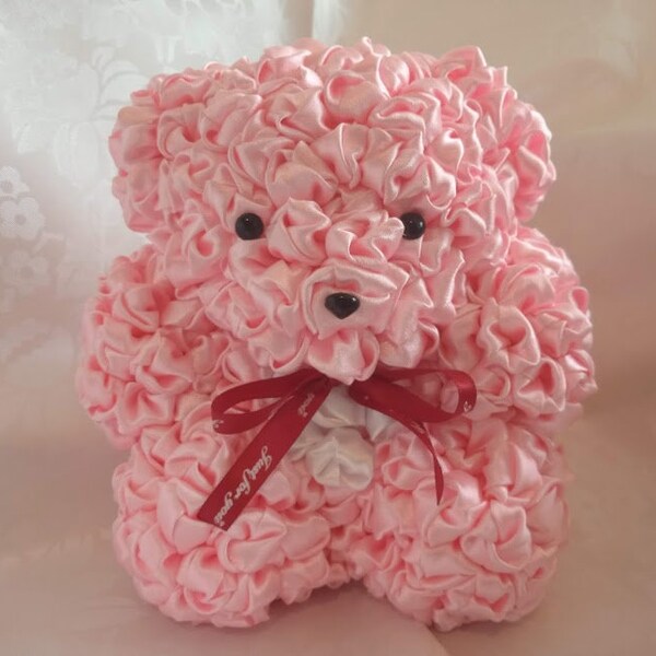 Rose Teddy Bear, Rose Bear Teddy Bear,10" Flower Bears With Lights