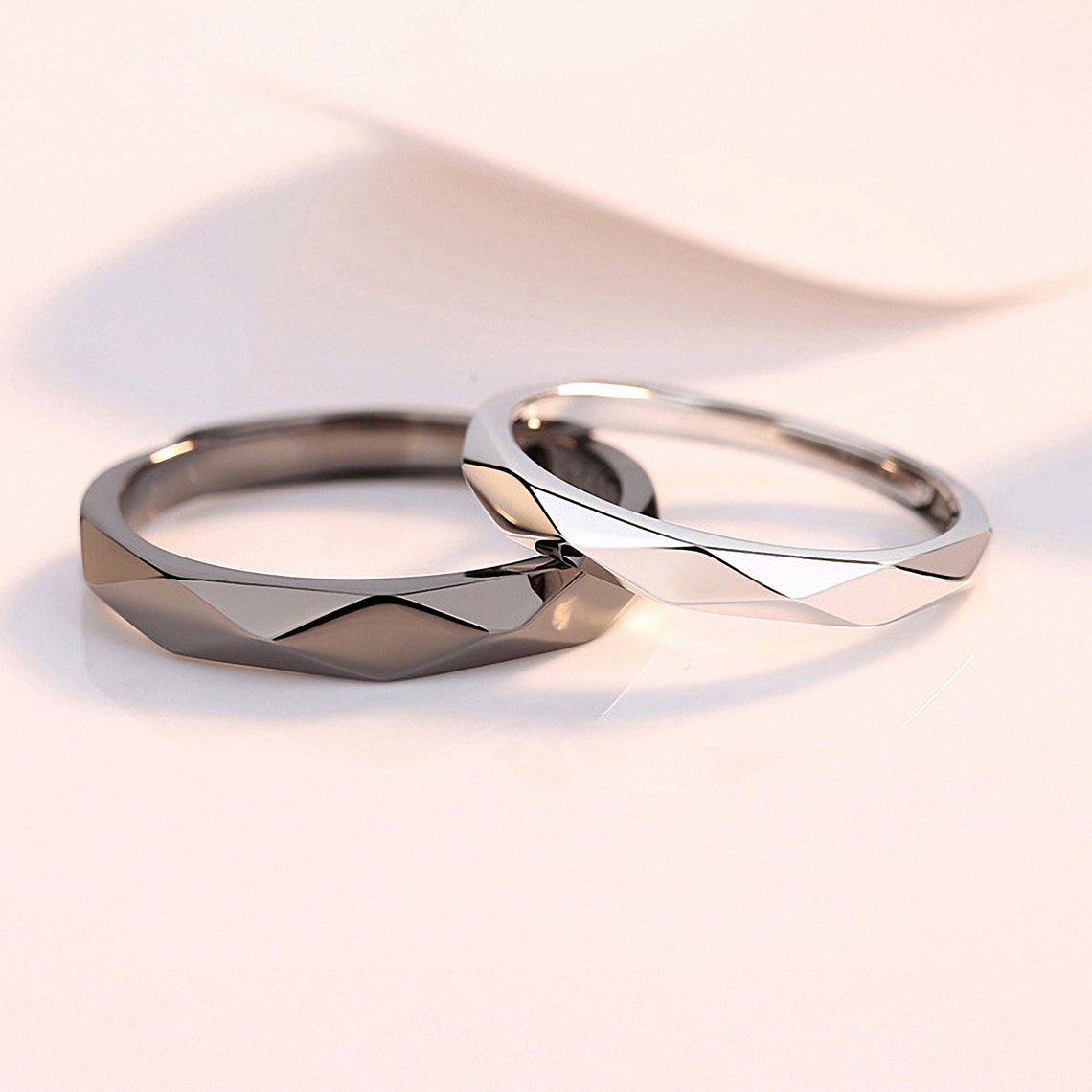 Dark Silver Ring for Couple Japanese Style for Promise Rings Etsy