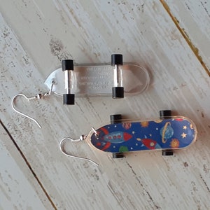 Skateboard Earrings Outer Space, Spaceship Design - Plastic 2 inch long ... Jewelry