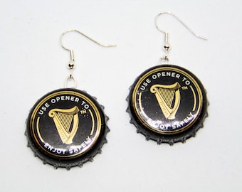 Guinness Draught Stout Beer Real Bottle Caps Fashion Novelty Earrings Jewelry