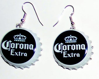Bijoux Boucles d'oreilles avec bouchon de bouteille Corona Beer