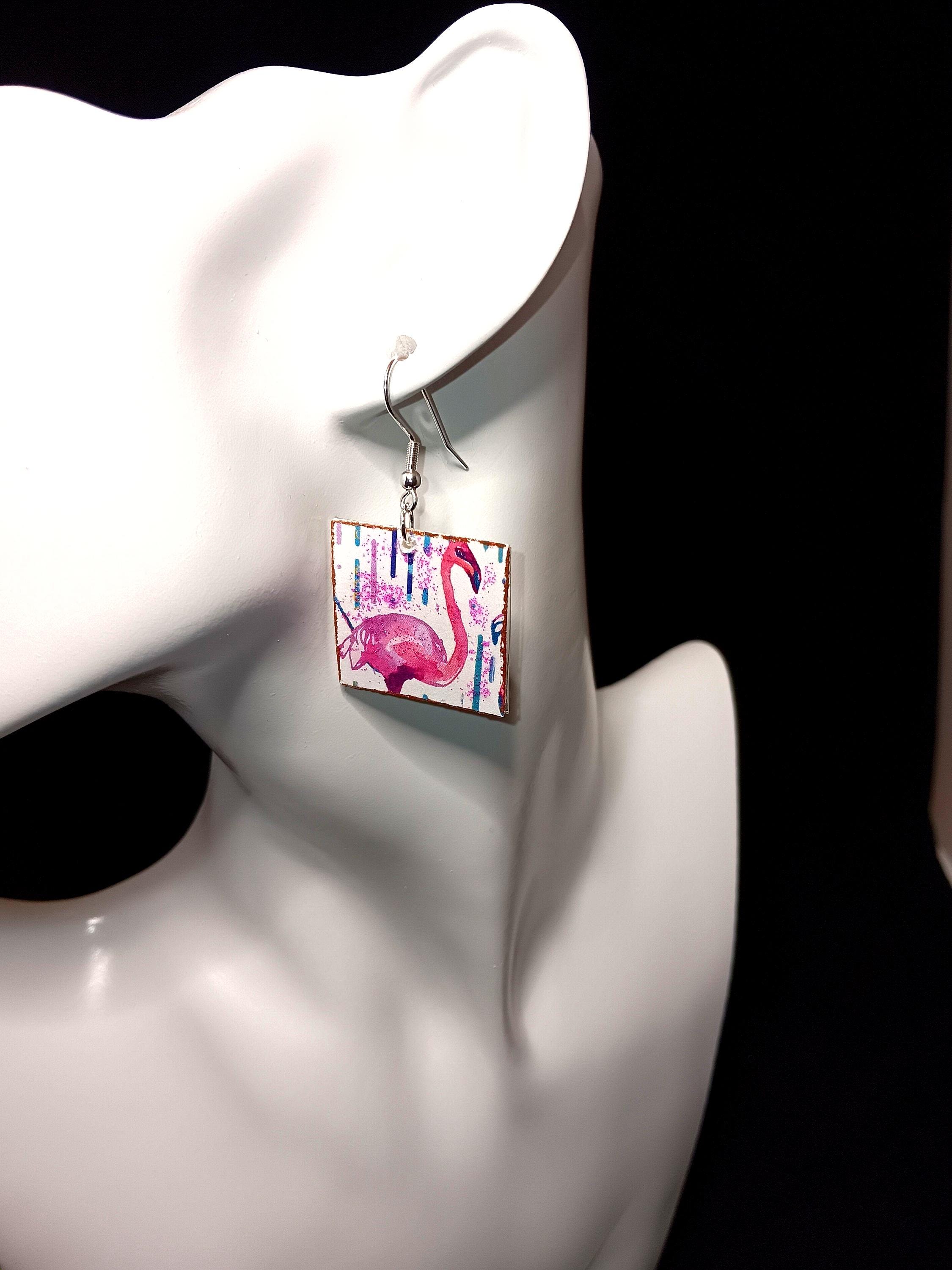 Orecchini A Forma Di Fenicottero Rosa Oro - 2,9 X 1,8 Cm In Lega Metallica Senza Nichel - Bijoux Eleganti E Originali Per Donna