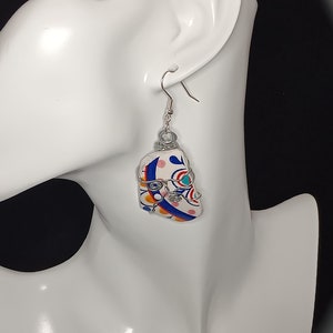 BOHO Ceramic Wire Wrapped Earrings 1.5 in. long One of a kind image 1