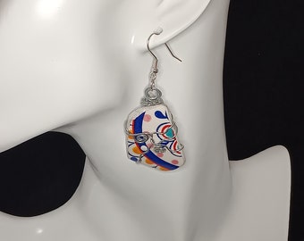BOHO Ceramic Wire Wrapped Earrings - 1.5 in. long - One of a kind