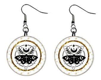 Celestial Moon, Sun, Stars, Jewelry Metal Button Novelty Earrings 1 inch diameter MADE in USA