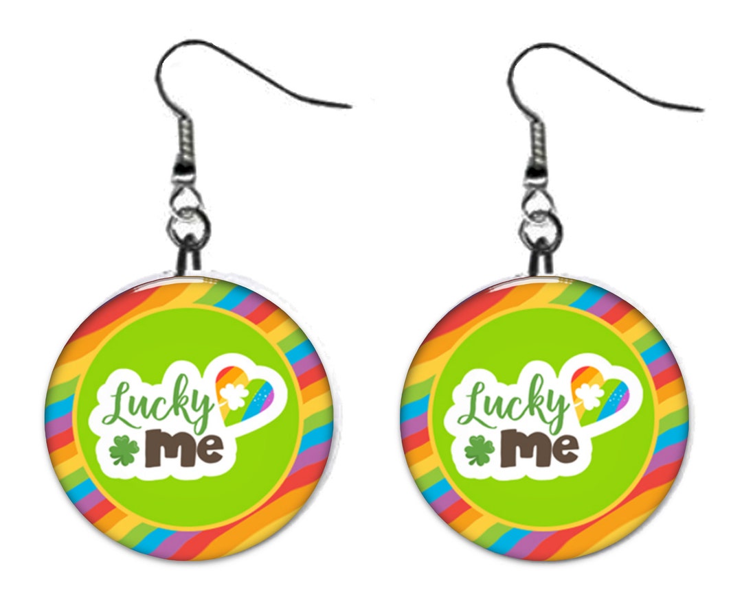 St. Patricks Day Shamrock Clover Lucky Me Gay Pride Rainbow Jewelry ...