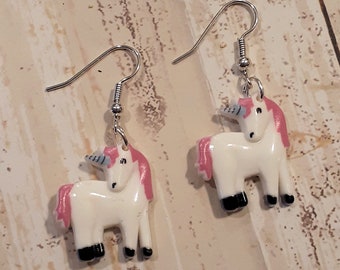 Plastic Unicorn Shape Dangle Earrings Jewelry appx 1 inch