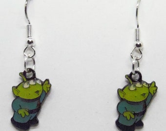 Toy Story Alien Toy  Earrings Jewelry Dangle Metal Enamel 1/2 inch