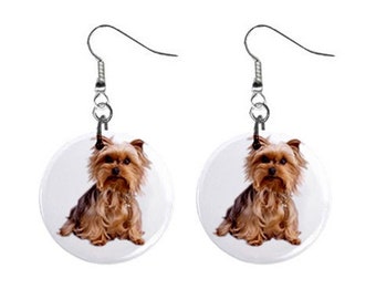 Yorkie Yorkshire Terrier Dog Pet Jewelry Metal Button Novelty Earrings 1 inch diameter MADE in USA