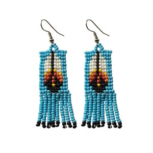 Choose Color Long Seed Bead Feather Design Dangling Earrings 2.25 inch long BOHO Style