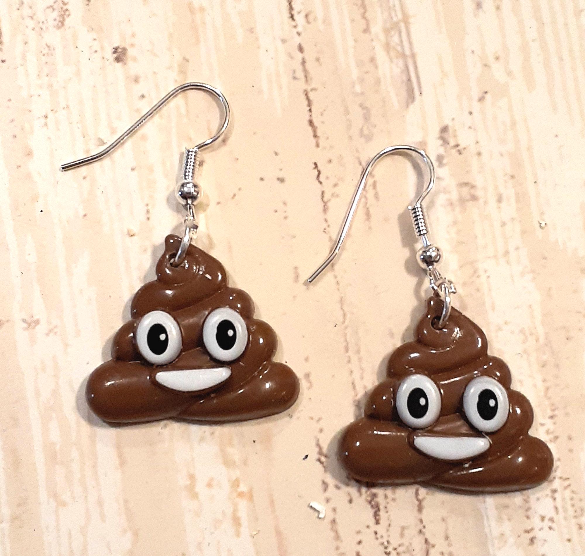 Earrings Brown Plastic Poop Emoji Shape Dangle Jewelry Appx 1 Inch - Etsy