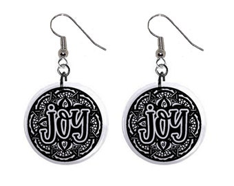 Mandela Joy Inspiration Jewelry Metal Button Novelty Earrings 1 inch diameter MADE in USA