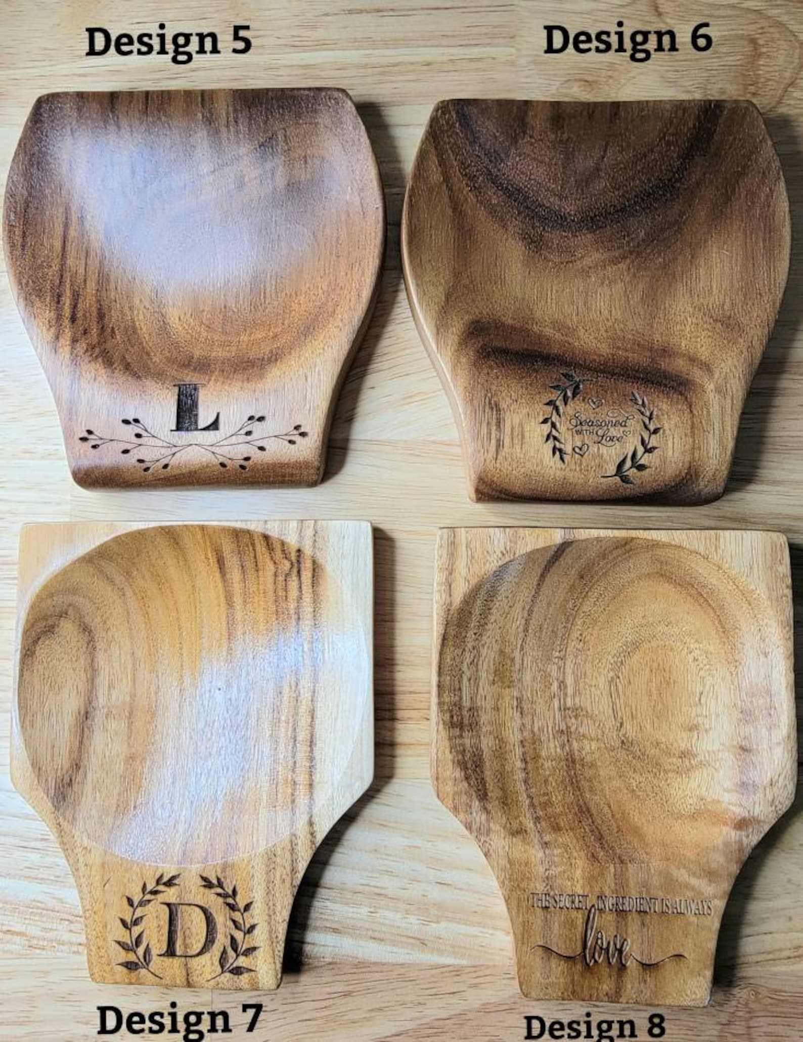 Custom Engraved Wooden Spoon RestAcacia Wood Teak Wood Laser Etsy